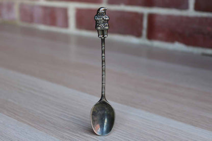 Silver-Plated Sugar Spoon with Santa Claus Finial and Aged Patina