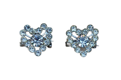 Silver Tone Rhinestone Heart Scatter Pins, A Pair