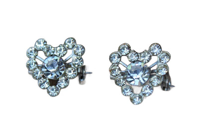 Silver Tone Rhinestone Heart Scatter Pins, A Pair