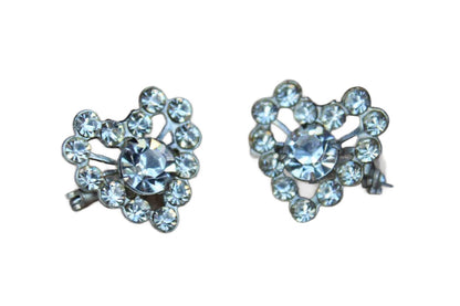 Silver Tone Rhinestone Heart Scatter Pins, A Pair
