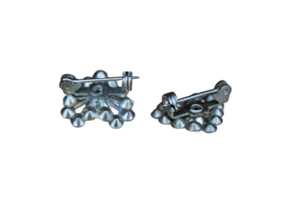 Silver Tone Rhinestone Heart Scatter Pins, A Pair