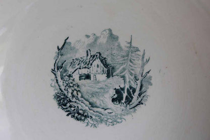 PV (France) Large Ceramic Bowl with Transferware Images of Pheasants and Flowers