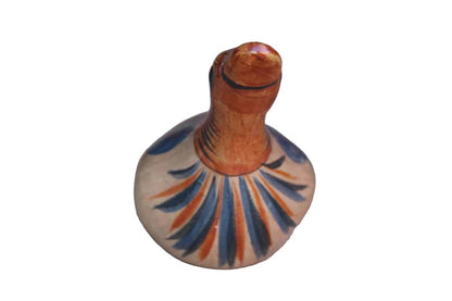 Mexican Folk Art Stoneware Duck Figurine with Hand-Painted Flowers