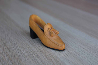 Miniature Resin Figurine of a Heeled Tan Tassel Loafer