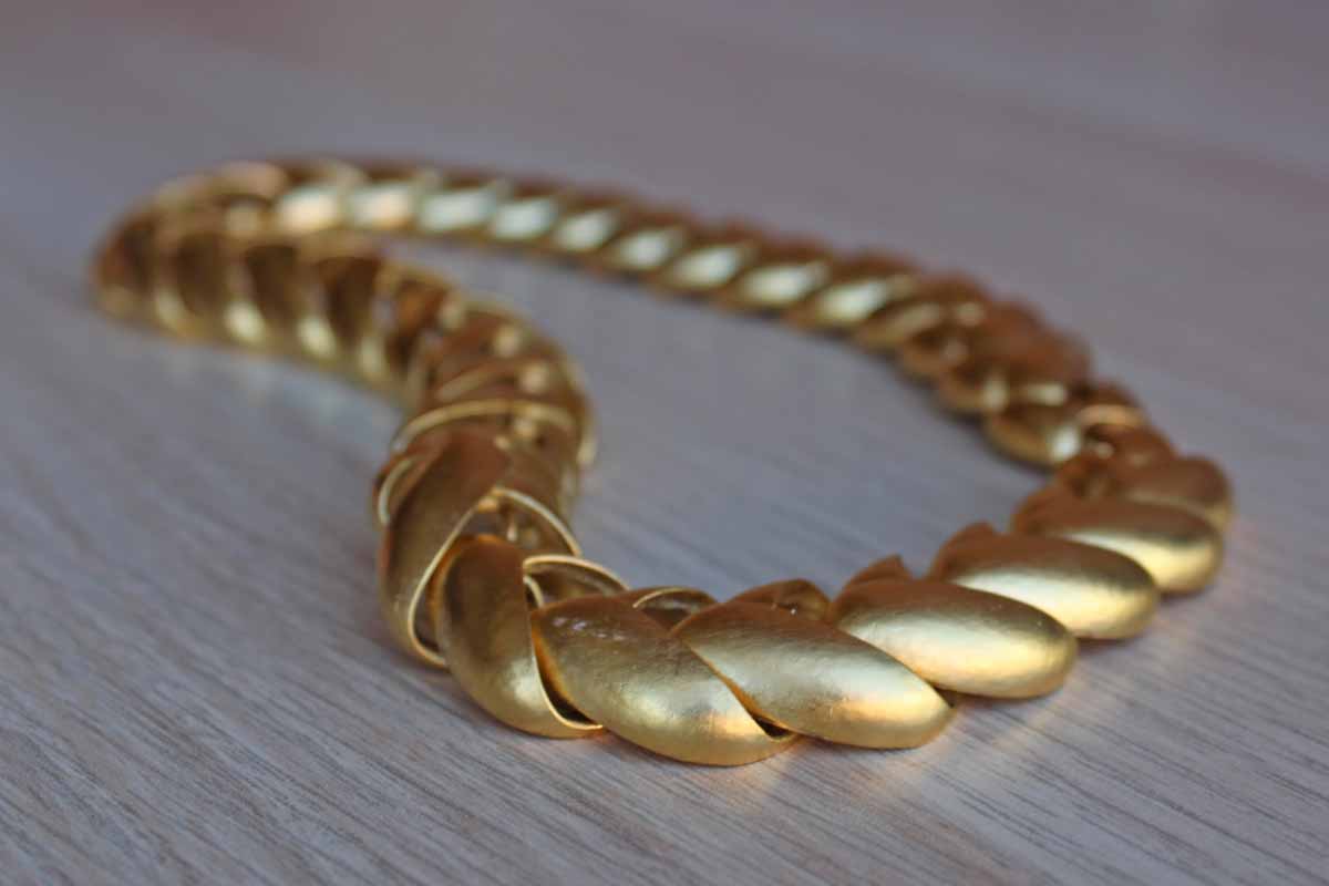Brushed Gold Tone Large Chain Link Necklace