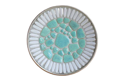 Turquoise and White Ceramic Mosaic Plate
