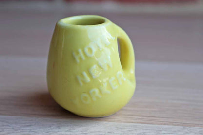 Yellow Ceramic Miniature Souvenir Pitcher from the Hotel New Yorker