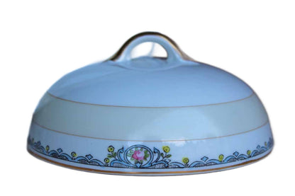 Noritake (Japan) Porcelain Lidded Butter Dish Decorated with Band of Flowers