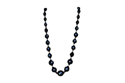 Black Faceted Glass Bead Graduated French Jet Necklace