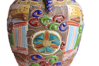 Japanese Satsuma Vases With Vibrantly Detailed Moriage and Beading