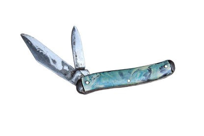 2-Blade Pocket Knife with Plastic Multi-Colored Swirled Design