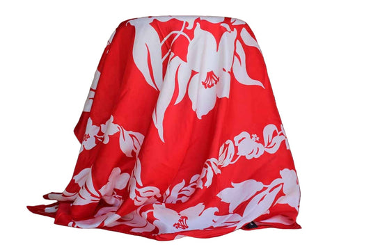 Ellen Tracy 100% Silk Red and White Floral Scarf