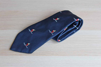 Polyester Necktie Decorated with Repeating Pattern of Colorful Racing Alpine Skiers