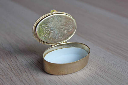 Ceramic Pill Box with Hinged Lid Decorated with the Two Towers of Bologna, Italy