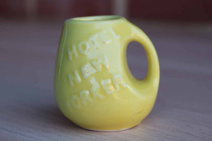 Yellow Ceramic Miniature Souvenir Pitcher from the Hotel New Yorker