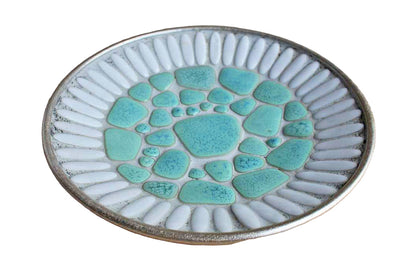 Turquoise and White Ceramic Mosaic Plate