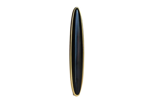 Monet (New York, USA) Black Plastic and Gold Tone Pointed Oval Brooch