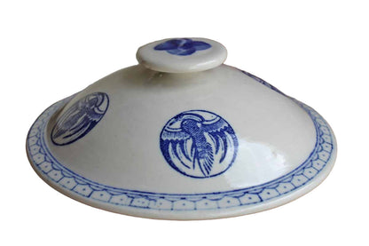 Blue and White Lidded Soup Tureen with Asian Bird Designs