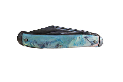 2-Blade Pocket Knife with Plastic Multi-Colored Swirled Design