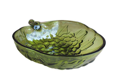 Indiana Glass Co. (Indiana, USA) 13" Green Glass Grape Cluster Fruit Bowl