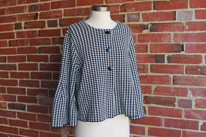 Jones New York Black and White Checkered Woman's Jacket, Size Medium