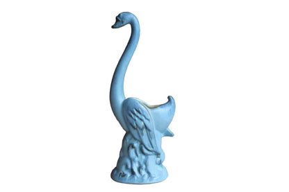 Ceramic Blue Swan on Waves Pedestal Planter