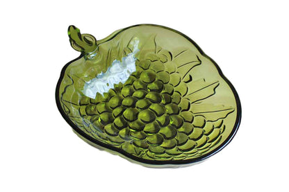Indiana Glass Co. (Indiana, USA) 13" Green Glass Grape Cluster Fruit Bowl