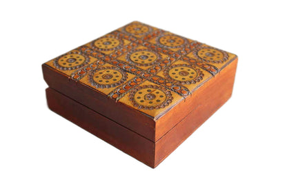 Handcrafted Ornamental Wood and Wire Hinged Lidded Trinket Box