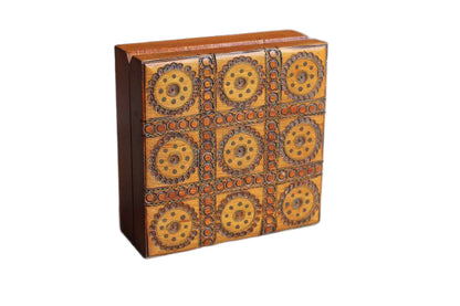 Handcrafted Ornamental Wood and Wire Hinged Lidded Trinket Box