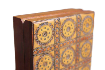 Handcrafted Ornamental Wood and Wire Hinged Lidded Trinket Box