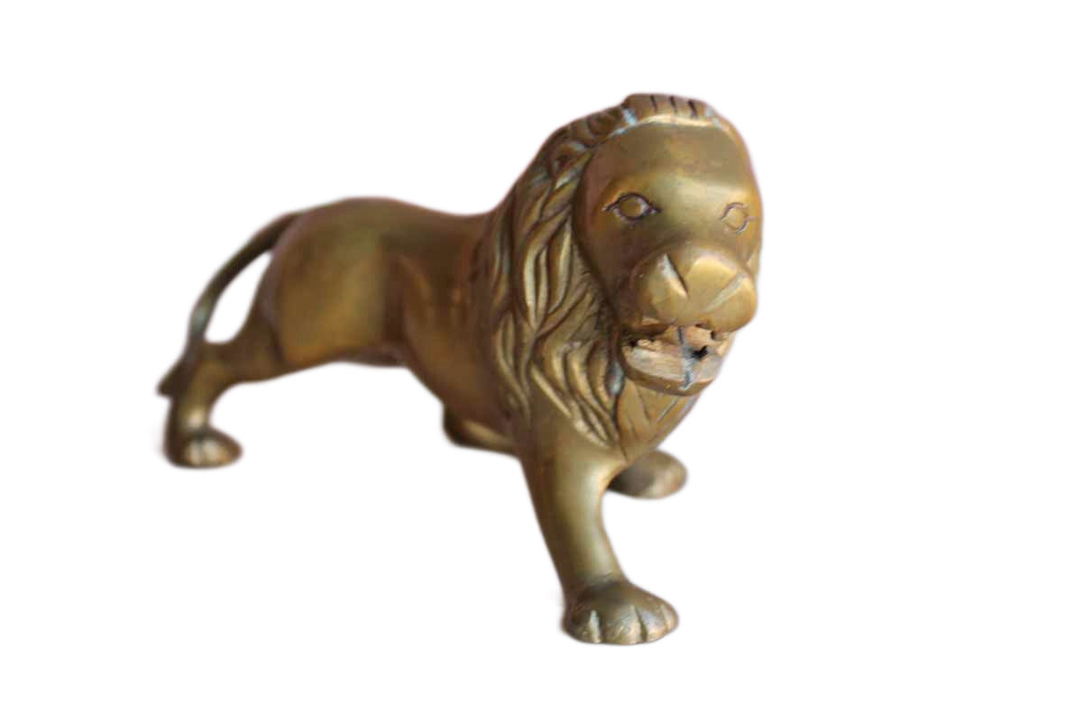 Brass Roaring Lion Figurine