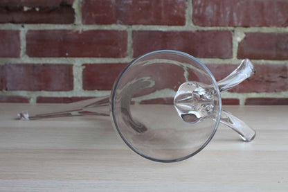 Large Clear Glass Cornucopia Serving Bowl