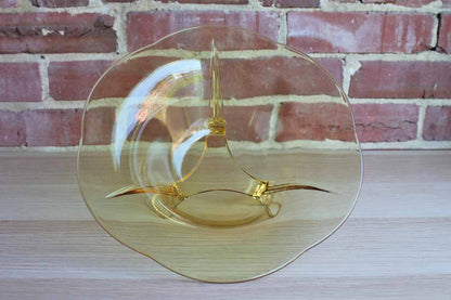 Footed and Flared Yellow Glass Bowl