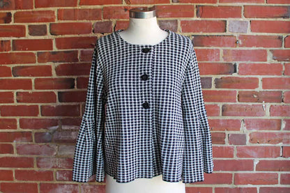Jones New York Black and White Checkered Woman's Jacket, Size Medium