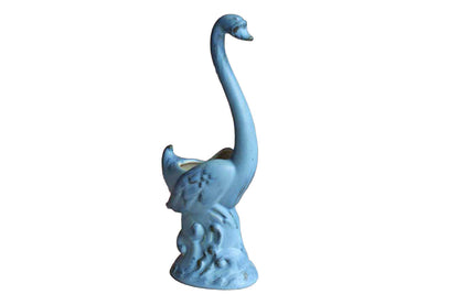 Ceramic Blue Swan on Waves Pedestal Planter