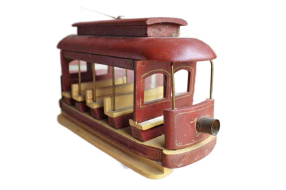 Painted Wood Cable Car Decorative Toy