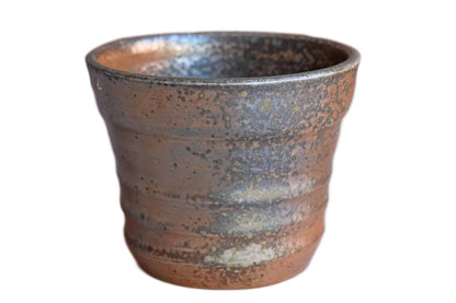 Pottery Cup with Shimmering Goldish-Pink Luminescent Glaze