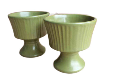McCoy Pottery (Ohio, USA) Floraline Sage Green Pedestal Planters, A Pair