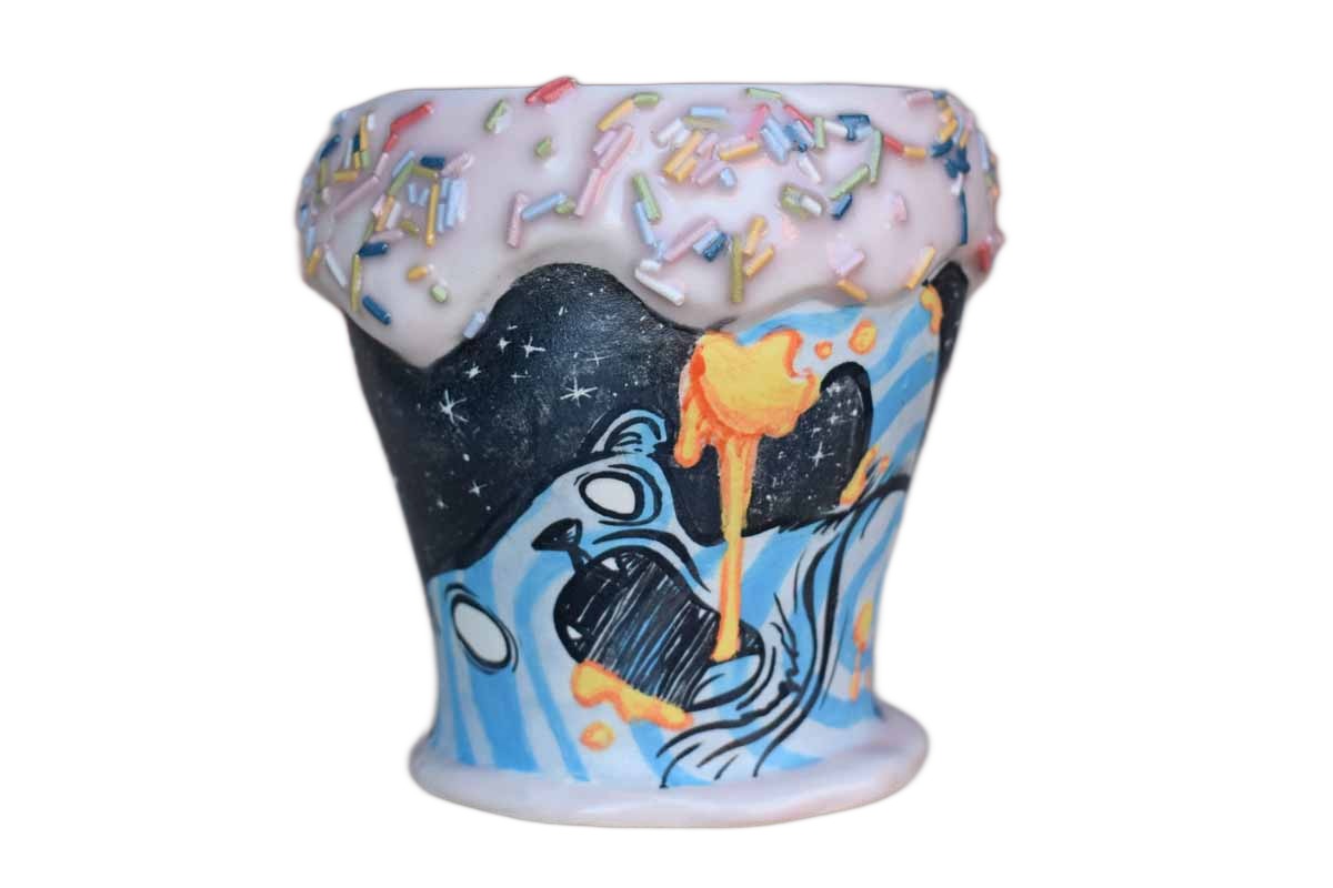 Handmade Ceramic Cup Shaped Like an Intergalactic Ice Cream Cone