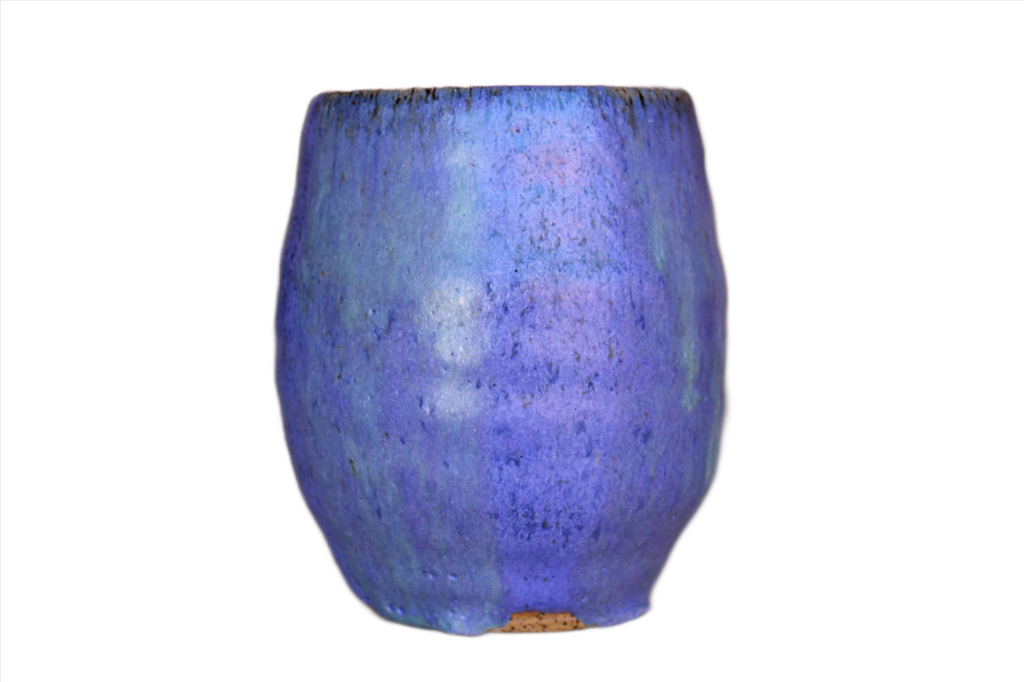 Speckled Blue Stoneware Storage Vessel with Wash of Light Green