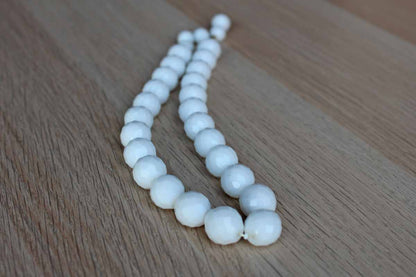 Faceted White Milk Glass Bead Choker Necklace