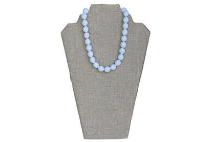 Faceted White Milk Glass Bead Choker Necklace