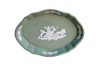 Wedgwood (England) Cream Color on Celadon Silver Tray with Cupids Pulled by Lions