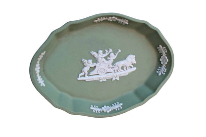 Wedgwood (England) Cream Color on Celadon Silver Tray with Cupids Pulled by Lions