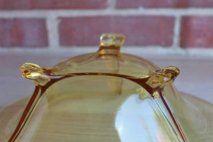 Footed and Flared Yellow Glass Bowl