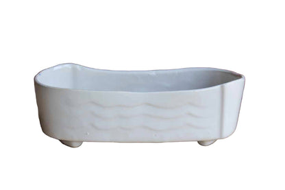 Ungemach Pottery Company (Ohio, USA) White Rectangular Planter with Waves Design