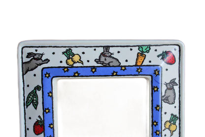 Dansk International Designs Ceramic Picture Frame Decorated with Rabbits and Vegetables
