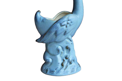 Ceramic Blue Swan on Waves Pedestal Planter