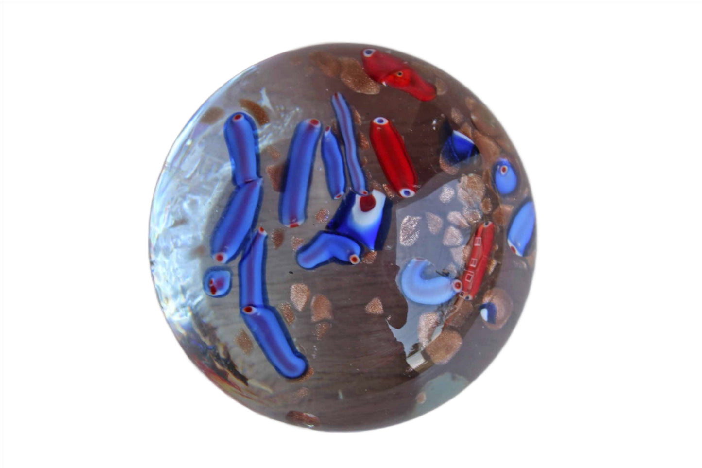 Murano (Italy) Heavy Glass Paperweight with Colorful Blown-Glass Pieces