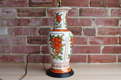 Porcelain Baluster-Shaped Lamp Decorated with Oranges Accented in Gold